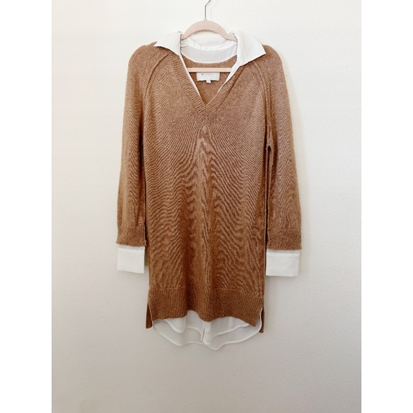 Brochu Walker The Looker Layered V-Neck Dress camel M - Picture 3 of 9